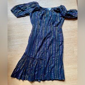 Apiece Apart midi Striped Multicolor Puff Sleeve Dress sz 8